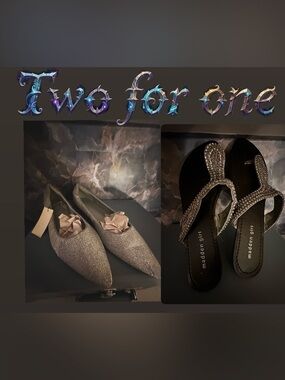Madden Girl Beauties Glitter Pointed Toe Flats with Rosette Accent-Silver 8